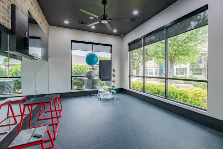 Windsong Estates Apartments yoga studio.
