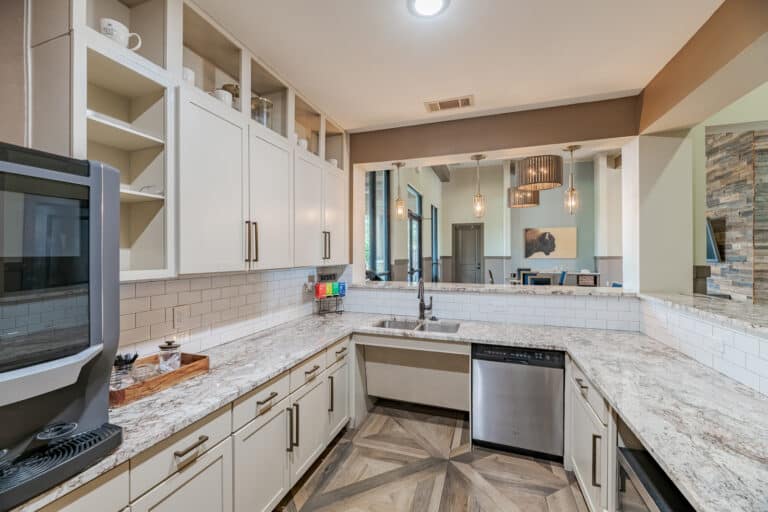 Windsong Estates Apartments clubhouse kitchen.